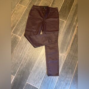 NWT White House Black Market burgundy coated denim pants